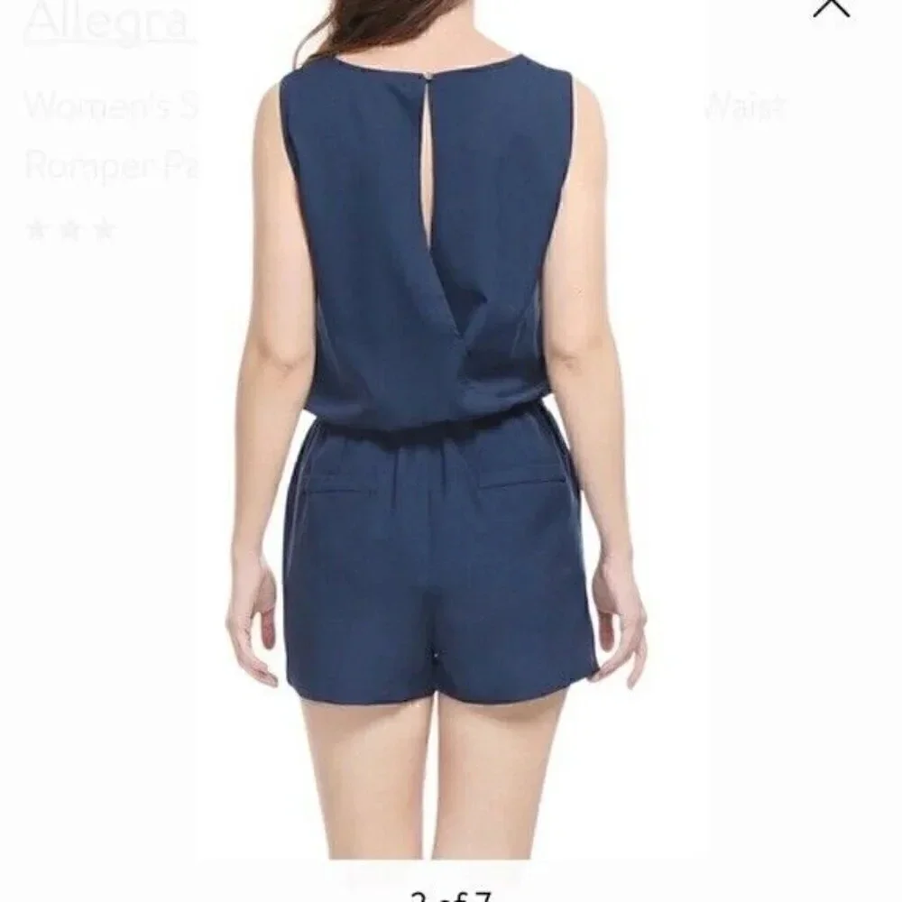 Alegra K Sleeveless Blue Shorts Romper sz Small